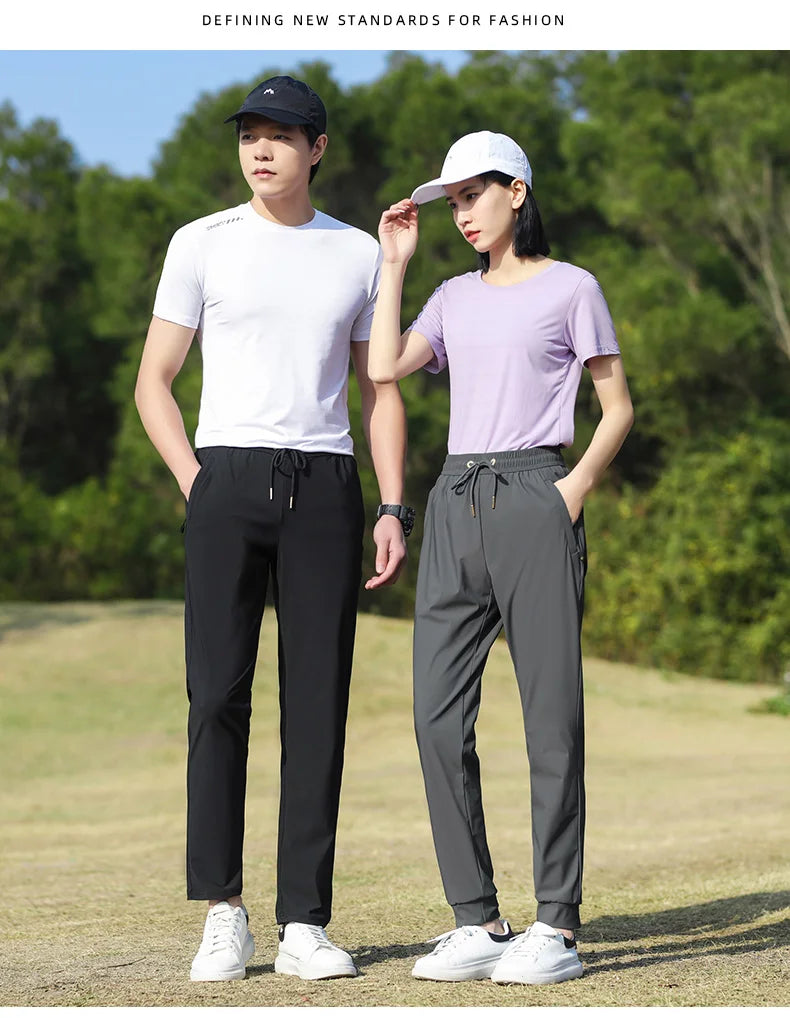 Summer Thin Ice Silk Couple Sports Pants Absorb Sweat Quickly Dry Comfortable and Breathable Men's Casual Sports Pants