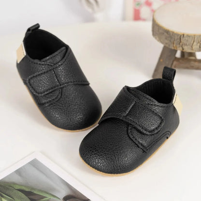 Meckior Baby Boys Girls Shoes Rubber Sole Anti-Slip Classic Pu Leather Toddler Shoes First Walking Flat Lazy Infants Crib Shoes