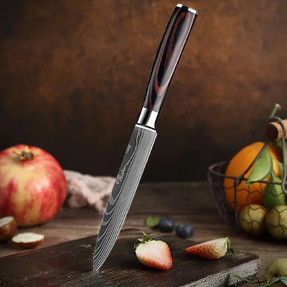 Kitchen Knife Chef Knives Meat Cleaver Fruit Vegetable Knife Slicing Knife Santoku Knife Damascus Pattern Cooking Cutter