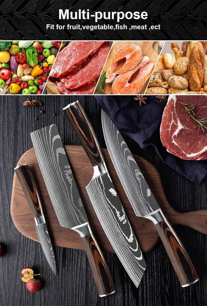 Professional Damascus Kitchen Knives Japanese Santoku Cleaver Slicing Knife Stainless Steel Boning Knife Butcher Cleaver Knife