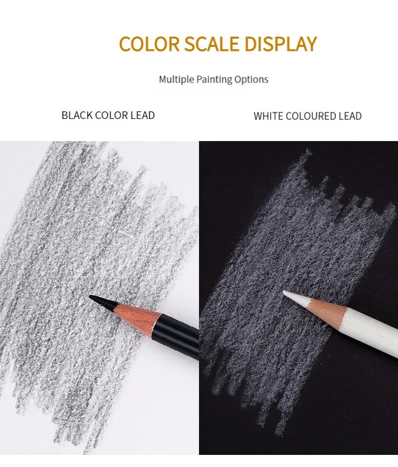 12-2Pcs Black White Color Pencils - Permanent Colored Drawing Pencil Oil-based Wooden Color Pencils for Artist and Beginner Art