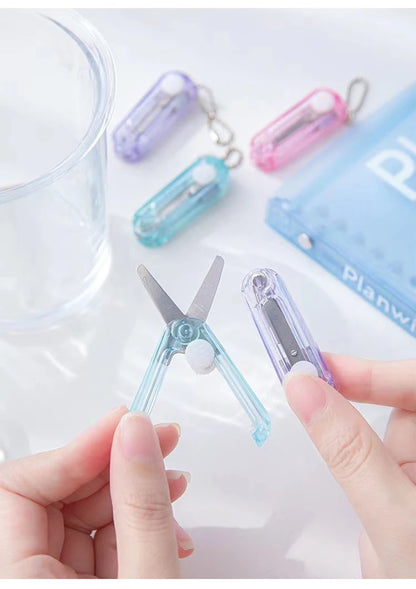 Transparent Mini Scissors, Retractable Folding Portable Scissors, Student Hand-made Paper Scissors