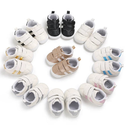 Meckior Baby Sports Classic Stripes Shoes Non-slip Rubber Sole Comfortable Soft Unisex Baby Boys Girls Basketball Sneakers Shoes