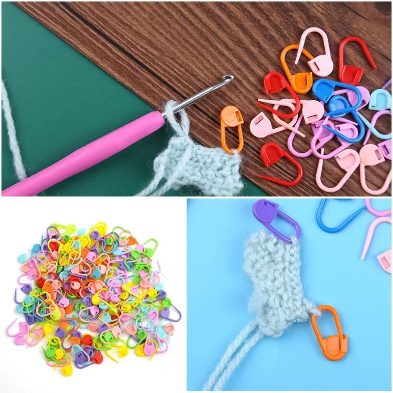 1Set Plastic Knitting Crochet Markers Locking Stitch Needle Clip Markers Ring Sewing Accessories for DIY Weaving Knitting Tools