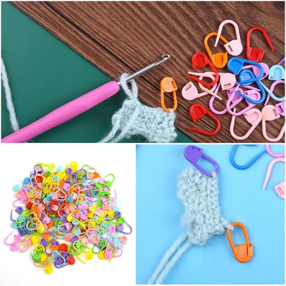 1Set Plastic Knitting Crochet Markers Locking Stitch Needle Clip Markers Ring Sewing Accessories for DIY Weaving Knitting Tools