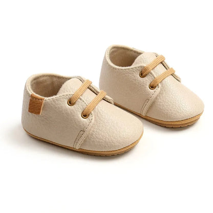 Meckior Baby Shoes Retro PU Leather Boy Girl Shoes Toddler Rubber Sole Anti-slip First Walkers Unisex Newborn Moccasins