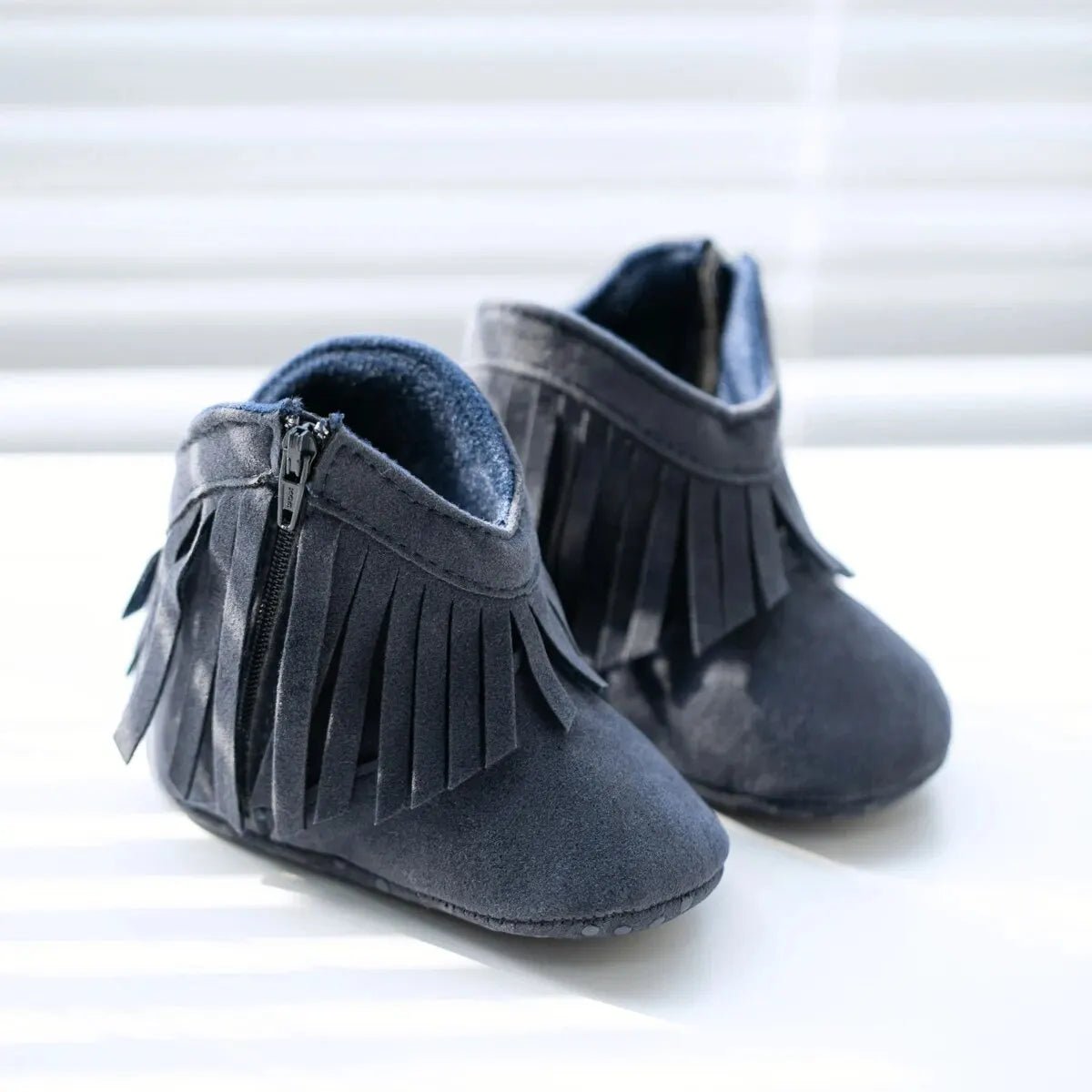 Meckior Baby Booties Vintage Tassel Anti-slip Sole Winter Warm Baby Boys Girls Shoes Snow Booties First Walkers Infant Shoes