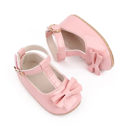 Meckior 2024 New Baby Girls Shoes Princess Choreography Cute Bow PU Anti-slip Soft Rubber Bottom First Walker Toddler Crib Shoes