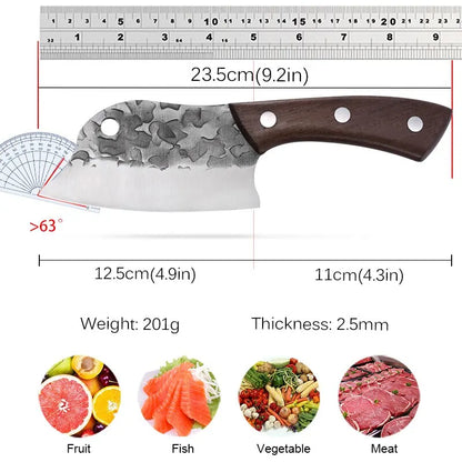 Meat Cleaver Hand Forged Full Tang Kitchen Knife Ultra Sharp Chef Knife Boning Knife Butcher Knife for Kitchen BBQ