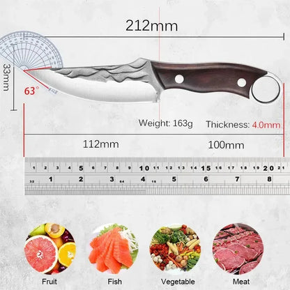 Sharp Boning Knife Stainless Steel Meat Cleaver Kitchen Knife Handmade Forged Chef's Knife for Household Wooden Handle Butcher