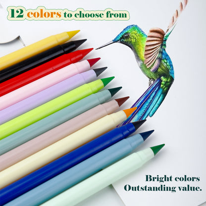 12Colors/set Morandi Colored Everlasting Pencils Unlimited Eternal Writing Pencil Erasable Colorful Pen No Ink Pen Stationery