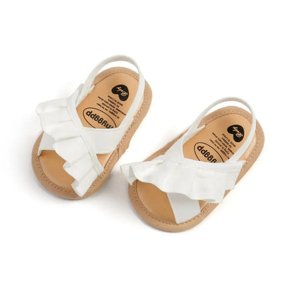 Meckior Summer Baby Sandals Baby Girl Shoes Princess Flat Sole Non-slip Toddler First Walker Crib Shoes Newborn Canvas Slippers