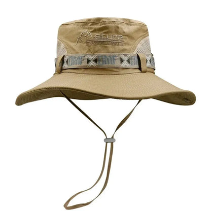 Summer Men Bucket Hat Outdoor UV Protection Wide Brim Panama Safari Hunting Hiking Hat Mesh Fisherman Hat Beach Sunscreen Cap