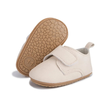 Meckior Baby Boys Girls Shoes Rubber Sole Anti-Slip Classic Pu Leather Toddler Shoes First Walking Flat Lazy Infants Crib Shoes