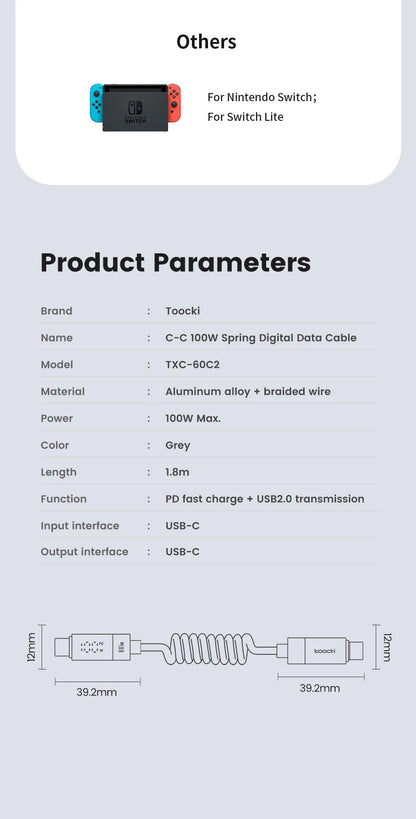 Type C to Type C Cable 100W Display Fast Charging Charger USB C to USB C Transparent PD Cable For IPhone15 Xiaomi Macbook