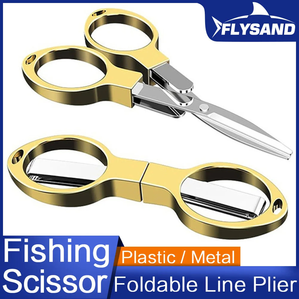 Fishing Line Scissor Portable Folding Safety Scissors Comfortable Zinc Alloy Grip Sharp Stainless Steel Safety Blade