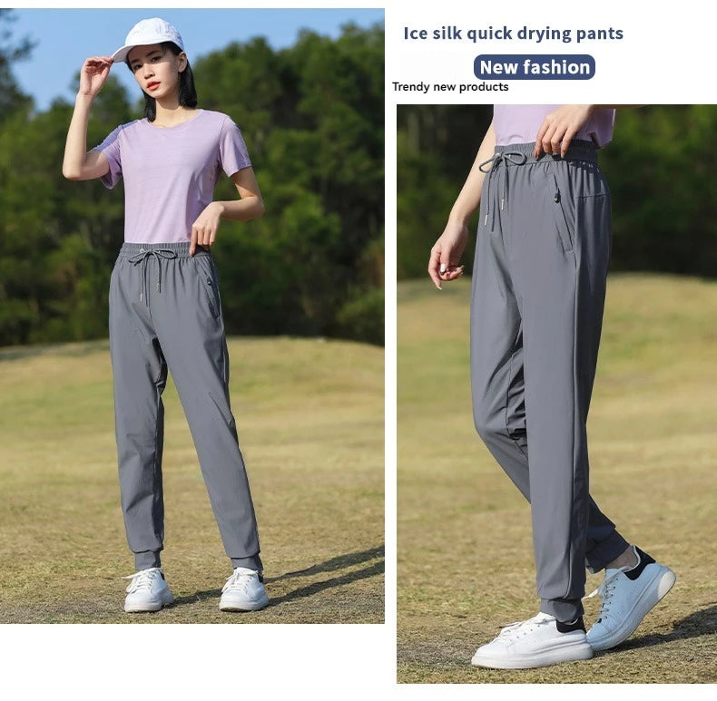 Summer Thin Ice Silk Couple Sports Pants Absorb Sweat Quickly Dry Comfortable and Breathable Men's Casual Sports Pants