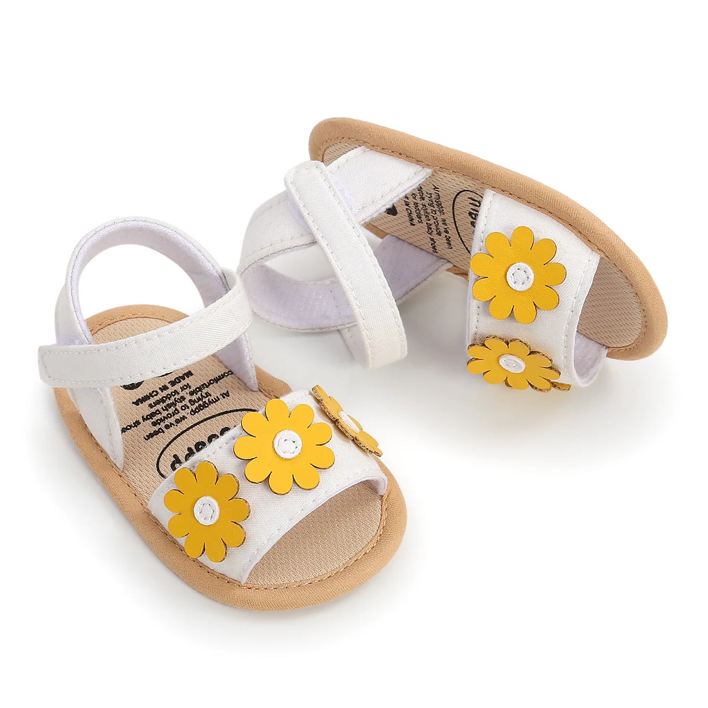 Meckior Summer Cool Baby Girl Sandals Fashion Newborn Sandal Idyllic Flower Soft Anti-slip Toddler Cotton Sole Comfortable Shoes