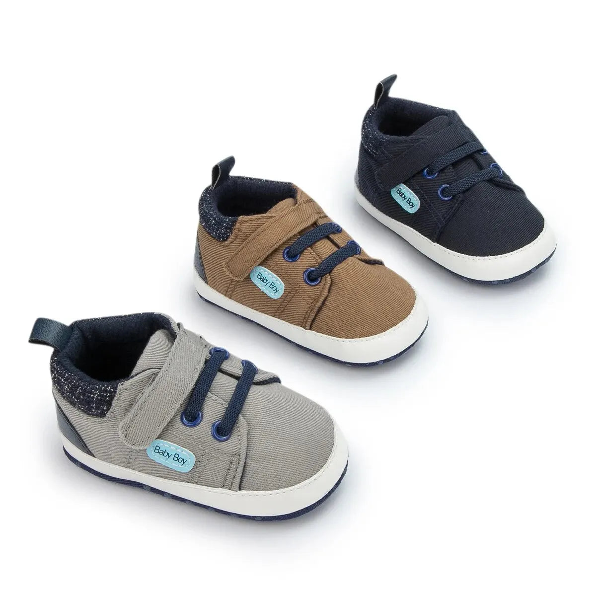 Meckior Baby Casual Canvas Sneakers High Gang Sports Baby Boys Girls Shoes Anti-slip Soft Sole First Walkers Crib Casual Shoes