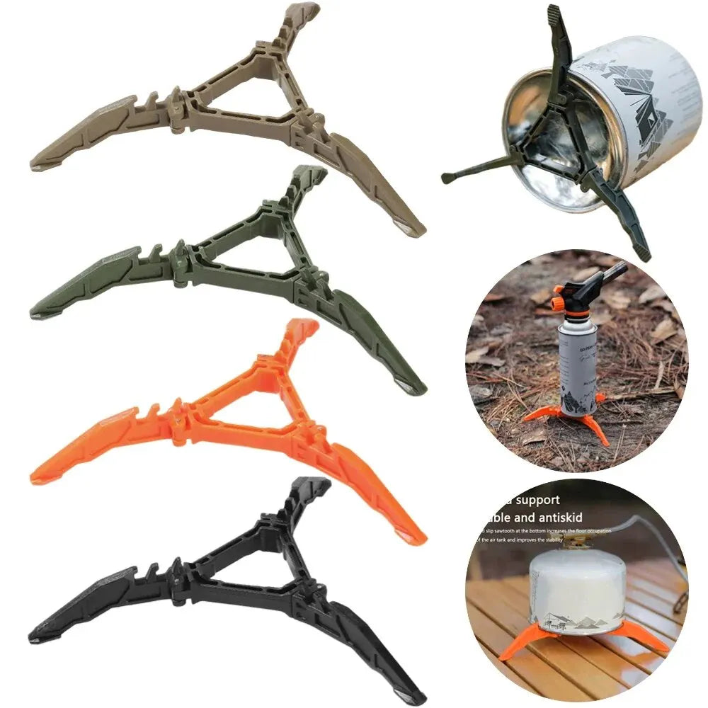 Nylon Gas Canister Stand Foldable Outdoor Gas Tank Bracket Camping Stove Bottle Stand Universal Tripod Folding Canister Stand