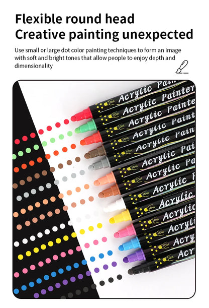 36 Colors Dual-Tip Acrylic Paint Markers, 1/5mm Paint Art Markers, Ideal for Wood, Rock Painting, Canvas, Stone, Glass, Ceramic