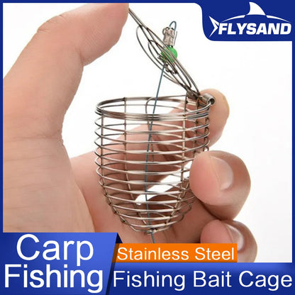 Fishing Cage Fishing Stainless Steel Bait Cage Basket Feeder Holder Fishing Lure Cage 3 Sizes S/M/L Fishing Feeder Cage