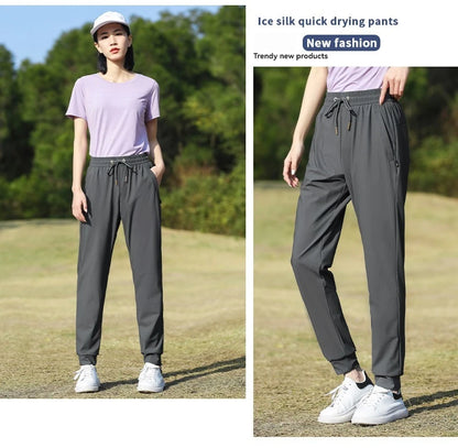 Summer Thin Ice Silk Couple Sports Pants Absorb Sweat Quickly Dry Comfortable and Breathable Men's Casual Sports Pants