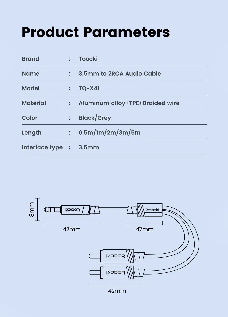 RCA Cable 3.5mm Jack to 2 RCA Aux Audio Cable 3.5mm to 2RCA Male Adapter Splitter for TV Box Apple TV Speaker Wire Cord