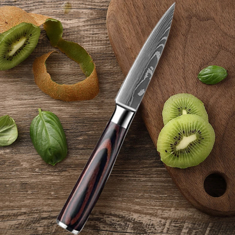 Kitchen Knife Chef Knives Meat Cleaver Fruit Vegetable Knife Slicing Knife Santoku Knife Damascus Pattern Cooking Cutter