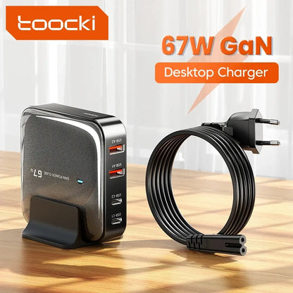 Charger Charging Station Multi Port 67W GaN USB Charger Desktop Type C PD QC Quick Charge For iPhone MacBook Pro Xiaomi