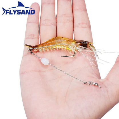 Shrimp Lure with Hooks Luminous Soft Fishing Lures Shrimp Bait Silicone Enticement Tackle Baits FlySand Fishing Tool