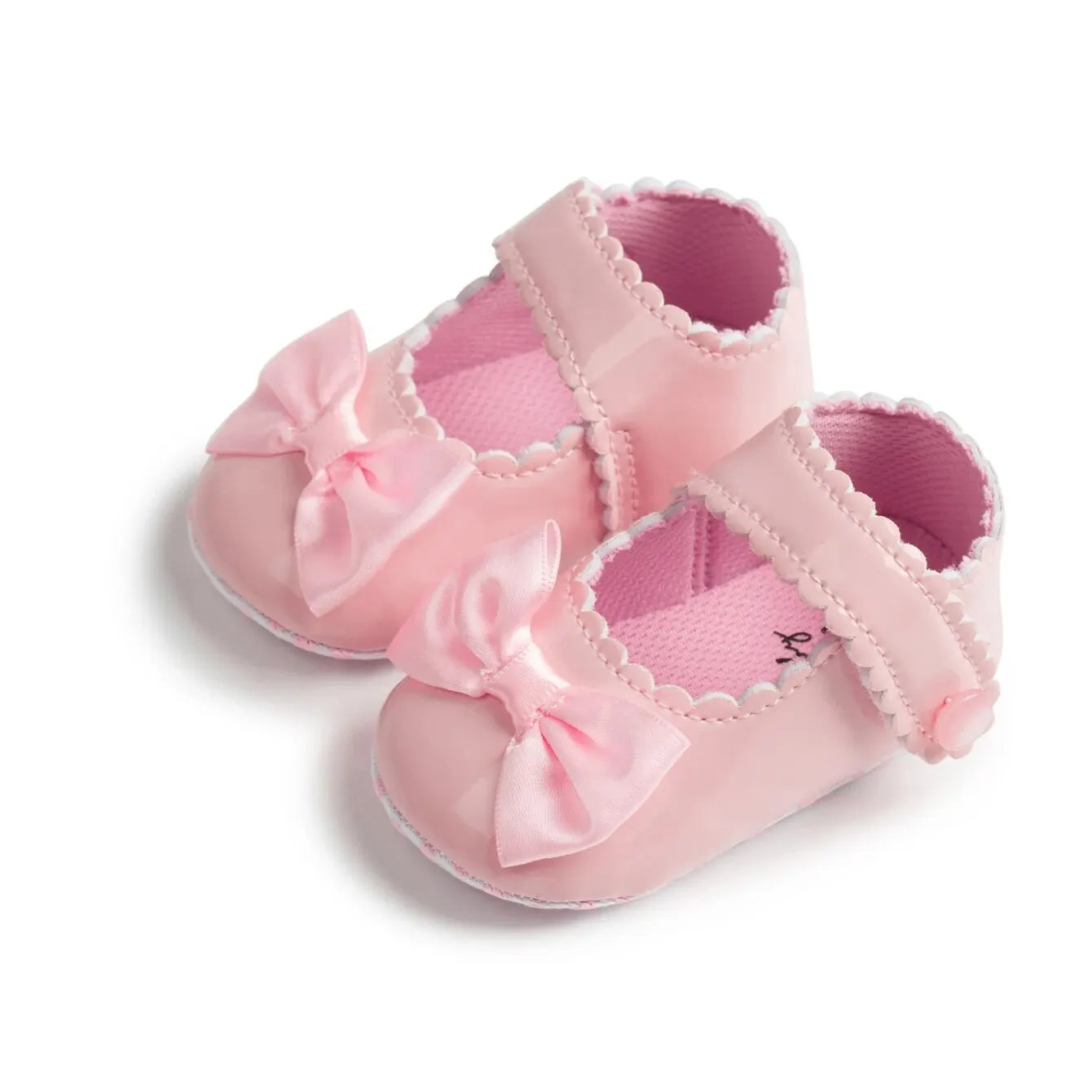 Meckior Classic PU Leather Girl Baby Shoes Bowknot Princess Flat Non-Slip Cotton Bottom Walking Newborn Crib Dress Shoes 0-18M