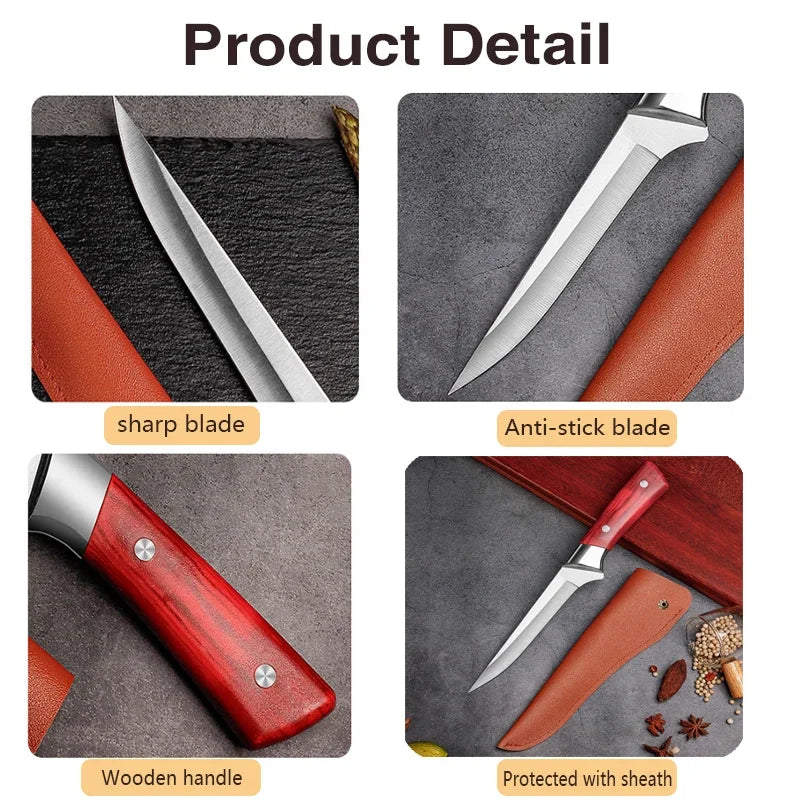 Stainless Steel Boning Knife Kitchen Knife for Meat Cleaver Fruit Paring Vegetable Knife Pork Beef Sheep Meat Cutting Knife