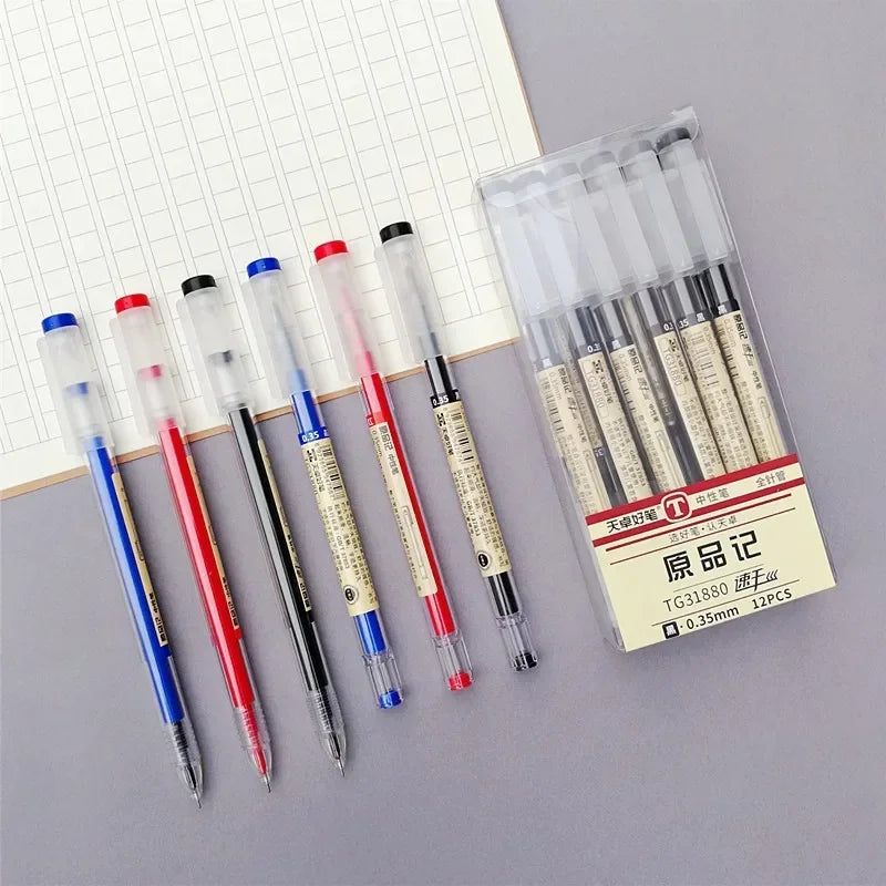 54Pcs/Set 0.35mm Gel Pens Office School Exam Sign Ballpoint Pen Blue Red Black Ink Replaceable Pen Refill Rods Kawaii Stationery