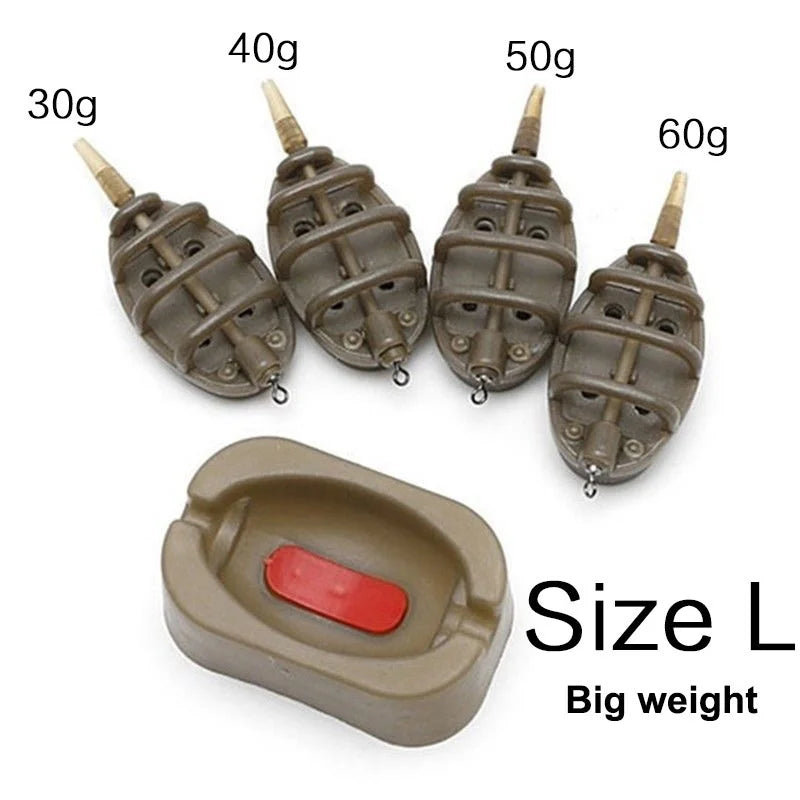 1 Set Outdoor Fish Tackle Inline Method Feeder Mould Bait Thrower Bait Plumb Set Carp Fishing Bait Holder Tool Accessory