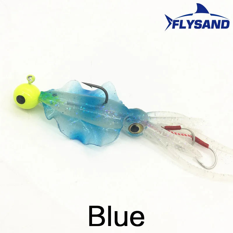 Luminous Octopus Squid Skirt Sea Fishing Wobbler Bait Squid Jig Fishing Tuna Lure Jig Head Hook 130mm Fishing Bait