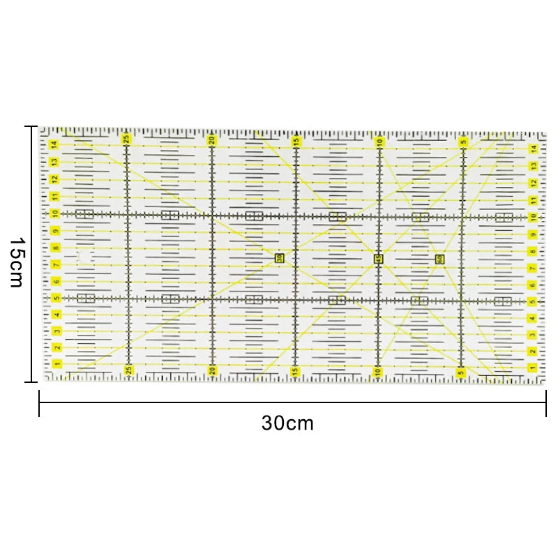 30x15cm Patchwork Ruler with Double Colored and Grid Lines Quilting Tools Acrylic Sewing Ruler for Sewing Cutting Accessories