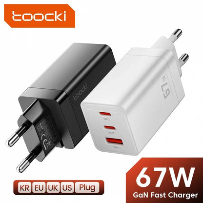 67W GaN USB C Charger 65W Quick Charge QC 4.0 PD 3.0 45W Type C Fast USB Charger For iPhone 16 15 14  Pro Samsung MacBook