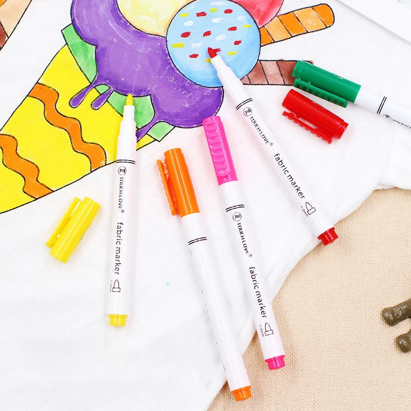 8 Colors/Set Fabric Paint Marker Pen Clothes Textile DIY Crafts T-shirt  Graffiti Pigment Painting Pen School&Office Stationery