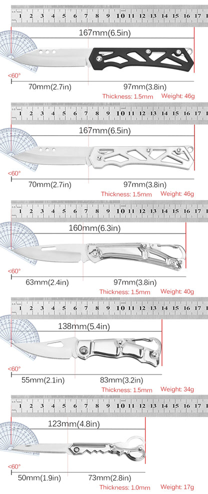 5PCS Pocket Folding Fruit Knife Set Stainless Steel Knife with Non-slip Handle for Kitchen Accessories Box Opener Utility Knife