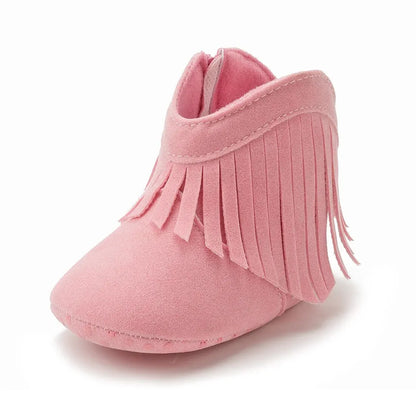 Meckior Baby Booties Vintage Tassel Anti-slip Sole Winter Warm Baby Boys Girls Shoes Snow Booties First Walkers Infant Shoes