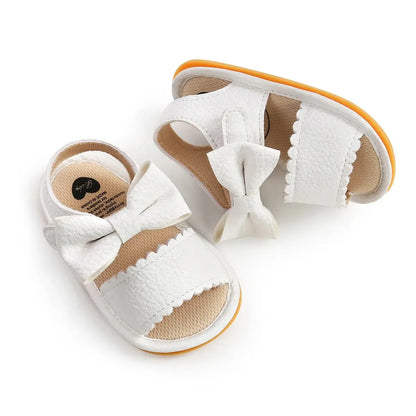 Meckior Summer Baby Shoes Toddler Flats Baby Sandals Soft Rubber Sole Anti-Slip Bowknot Crib First Walker Baby Boys Girls Shoes