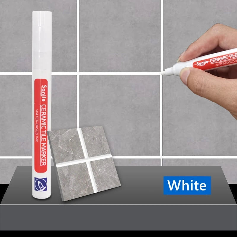 Waterproof White Grout Tile Pen Wall Grout Restorer Marker Pen for Bathroom Wall Floor Decontamination Seam Repair Pens