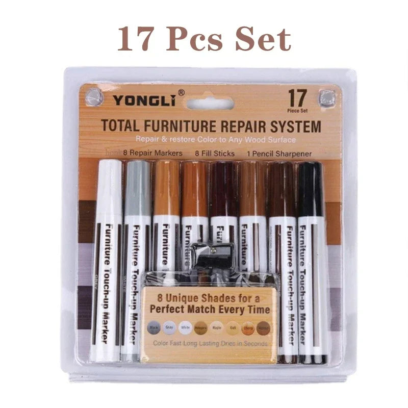 12/17/21Pcs Furniture Touch Up Kit Markers amp Filler Sticks Wood Scratches Restore patch paint pen wood composite repair