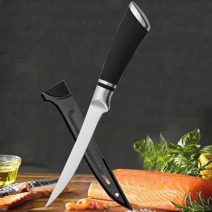 Stainless Steel Fishing Fillet Knife Kitchen Knife with Non-Slip Handle Meat Cleaver Boning Fish Slicing Knife Kitchen Supplies