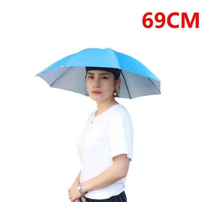 Foldable Outdoor Umbrella Hat Women Men Fishing Double Layer Headwear Sun Cap Camping Fishing Headwear Cap Beach Head Hats