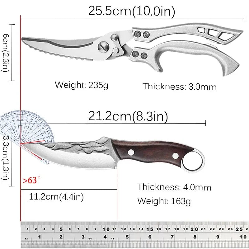 Kitchen Chef Knife 5Cr15 Forged Stainless Steel Bone Chopping Meat Cleaver Vegetables Slicing Butcher Knife Chicken Bone Scissor