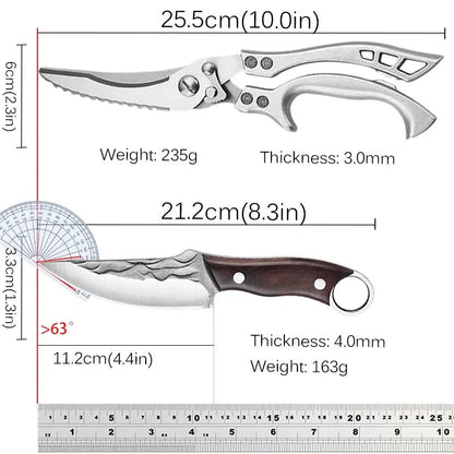 Kitchen Chef Knife 5Cr15 Forged Stainless Steel Bone Chopping Meat Cleaver Vegetables Slicing Butcher Knife Chicken Bone Scissor