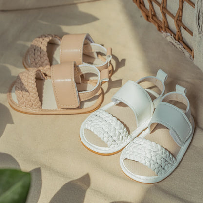 Meckior Summer Baby Sandals Girl Anti-slip Rubber Bottom First Walkers Shoes Soft Baby Shoes Breathable Garden Baby Girl Shoes