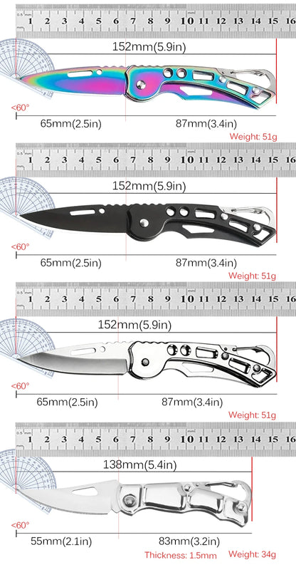 Folding Fruit Knife, Stainless Steel Outdoor Knife with Non-slip Handle for Kitchen Accessories Pocket Knife